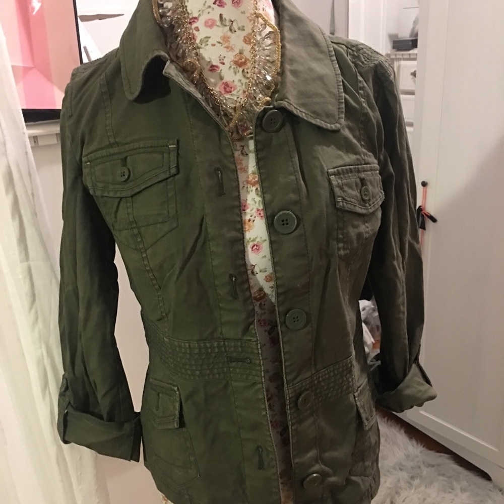 Ann Taylor Loft army green cargo blazer